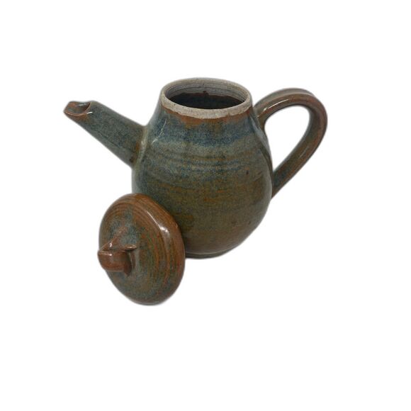 Art Pottery Stoneware TEAPOT Handmade Studio Signed AMR Vintage Brown GLAZE - Picture 4 of 11
